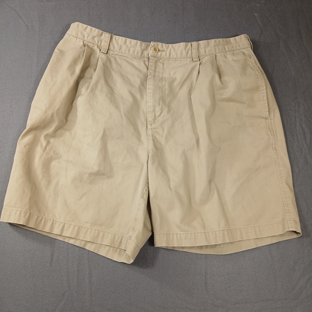 Tommy Hilfiger Chino Shorts Mens 38 Tan Khaki Pleated Cotton Vintage 10/01